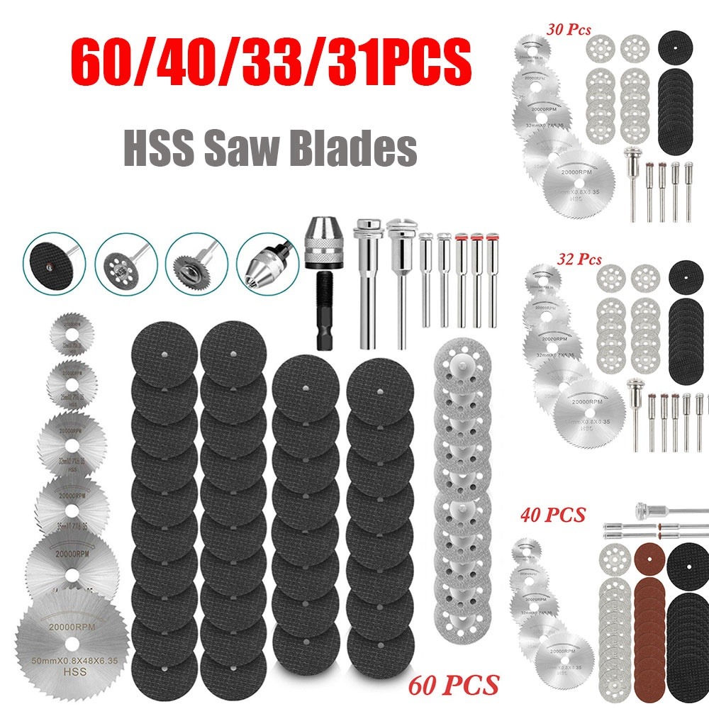 Cordless Rotary Tool Kit Accessories - 60/40/32/30/12/7/6PCS Diamond Cutting Discs Metal Saw