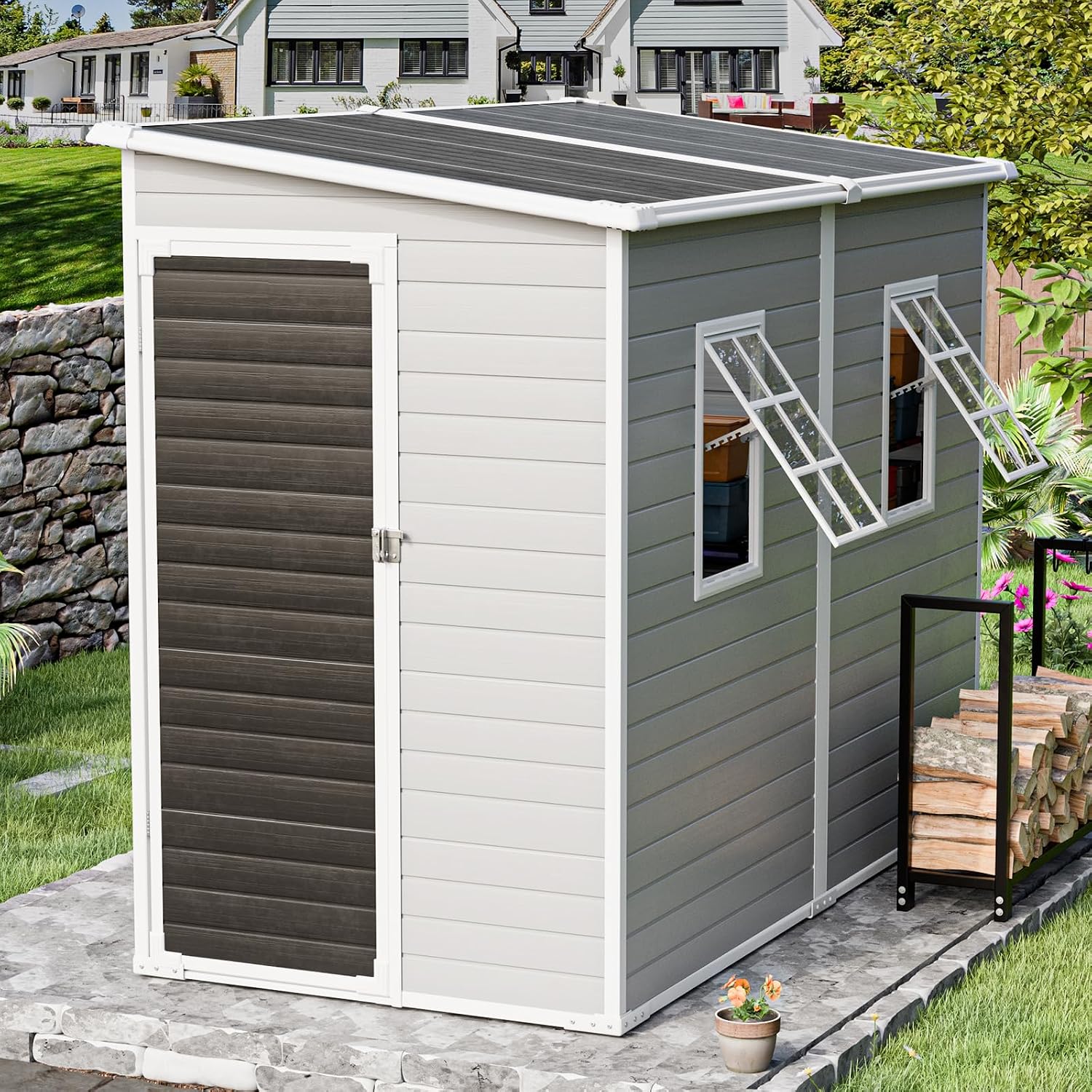 Garden Tools - 4x8 FT Resin Outdoor Storage Shed