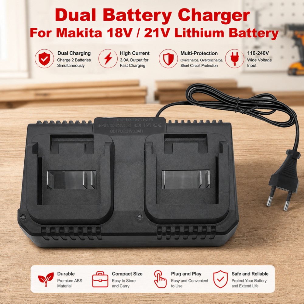 Dual Slot Charger 18V 21V Li-i - Brushless Cordless Electric Drill 18V recension och pris