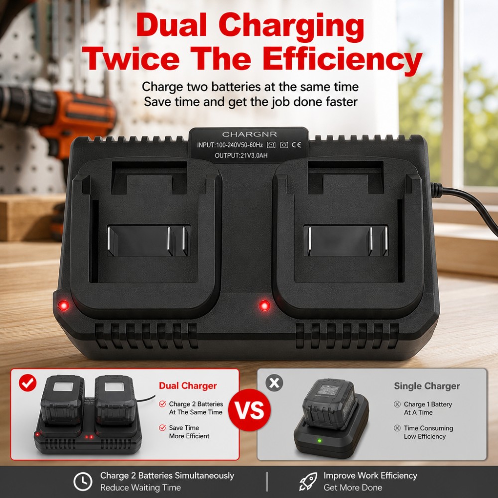 Dual Slot Charger 18V 21V Li-i - Brushless Cordless Electric Drill 18V recension och pris