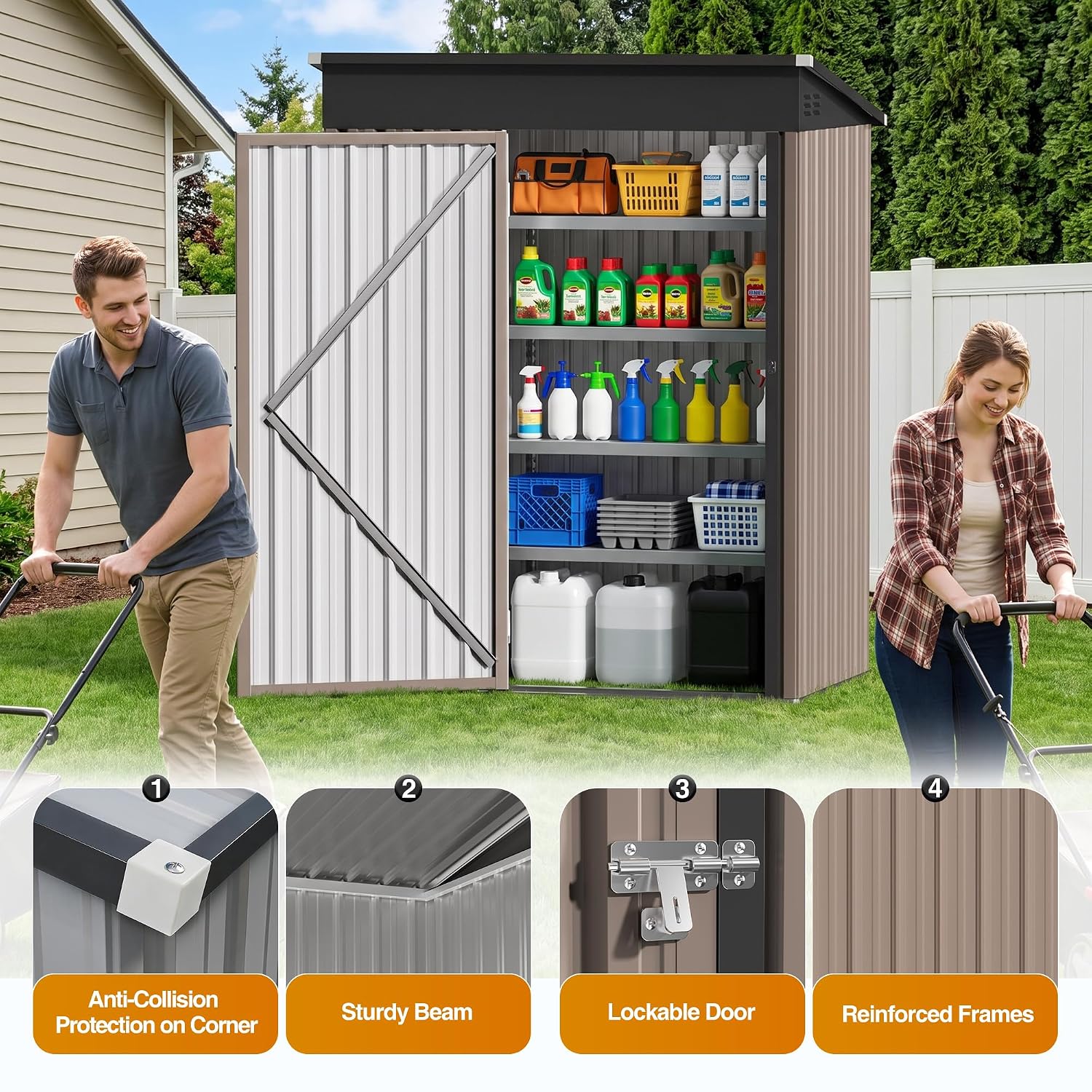5x3FT Metal Storage Shed with  - Garden Tools recension och pris