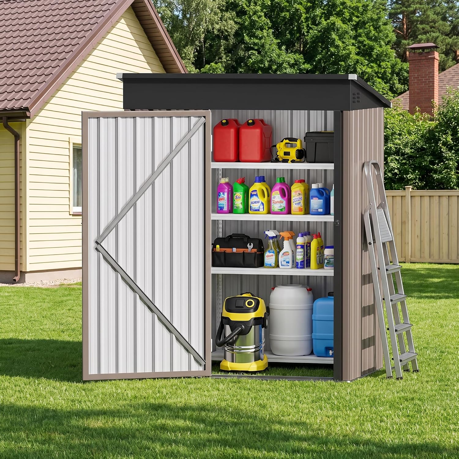 5x3FT Metal Storage Shed with  - Garden Tools recension och pris